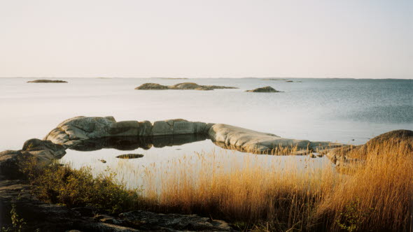 Bild på klippor i ett hav.